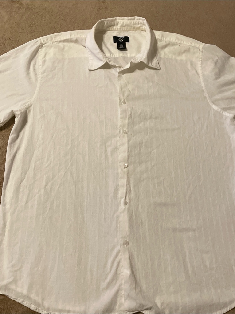 Calvin Klein Men's White Textured Button-Up Dress Shirt